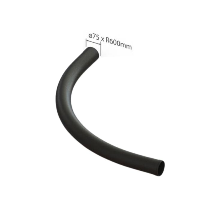 straalbocht 75mm zwart pvc