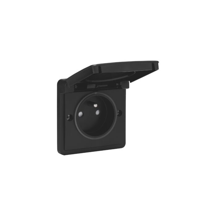 Niko Hydro stopcontact zwart IP55 16A