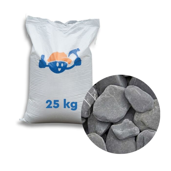 Flat pebbles black 30-60 25 kg